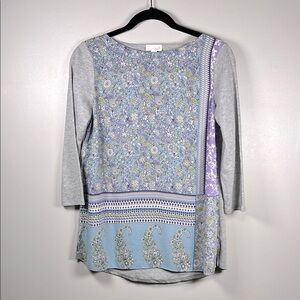 J. Jill Gray and Blue Floral Tunic Size XS